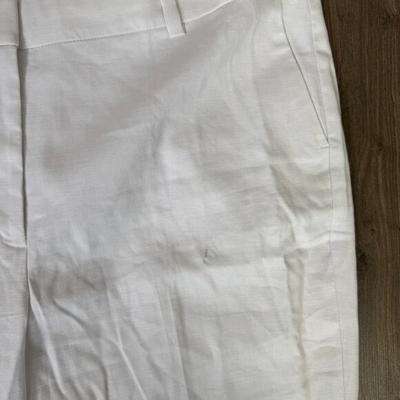 J.Crew Carolina Flare Pants Womens 20 White Stretch Linen Blend High Rise Lined - Picture 5 of 8